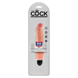 Вибратор King Cock Vibrating Stiffy 7" в сива опаковка с надпис Made in USA и икони за водоустойчивост, без фталати и латекс