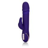 Лилавият вибратор Thrusting Rabbit Signature отстрани, със стимулатор с уши и три бутона със златисти кантове в долната част