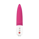 Вибратор Volta G5 на Fun Factory в розово със заострен силиконов връх и бяла дръжка с бутони минус, плюс и лого FUN
