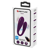 Кутия на Вибратор за двойки August на Pretty Love с лилав продукт, надпис Global Remote Control Series и телефон за управление