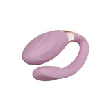 LELO TIANI Twist в розово – общ изглед отстрани на извития силиконов вибратор за двойки с розовозлатна декоративна лента