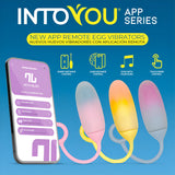 Банер IntoYou App Series: три пастелни виброяйца с примки до телефон с приложение ActiveJoy и режими за дистанционно управление