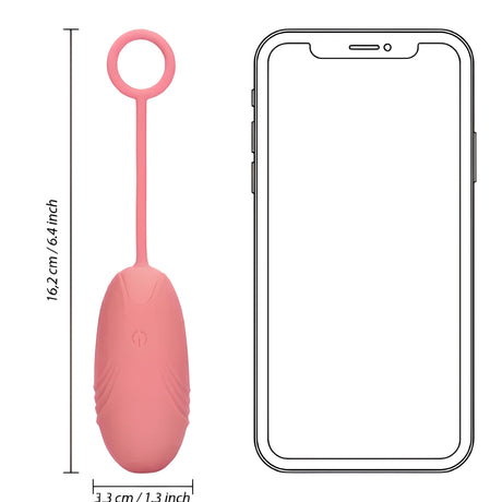 Виброяйце Ultra Soft Silicone в розов цвят с размери 16,2 см дължина и 3,3 см ширина, до контур на смартфон за сравнение на големината