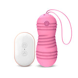 Виброяйце Hiibo Vibrating and Rotating в розово с релефна повърхност, шнур и бяло дистанционно с два бутона до него