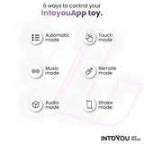 Инфографика на Intoyou app series: 6 начина за управление през приложението – автоматичен, докосване, музика, дистанционен, аудио и разклащане