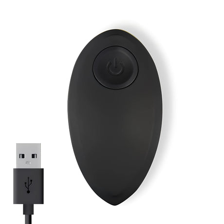Черно дистанционно на Виброяйце Zigzag на Tardenoche с бутон за захранване и USB кабел за зареждане в долния ъгъл
